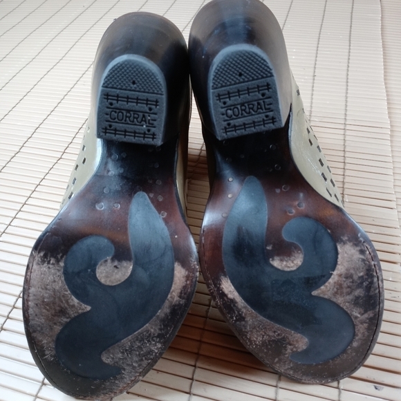 Corral C3200 women's Boots Laser Punched Hand Painted Taupe Leather Size 7 M. Wo - Picture 10 of 11